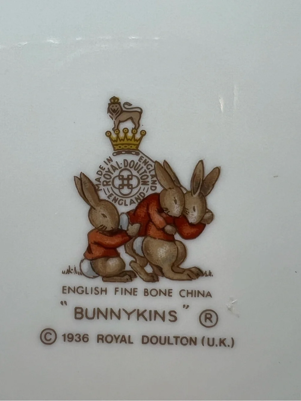 Royal Doulton (U.K.) English Fine Bone China Bunnykins “Bath Time” 1936 Bowl